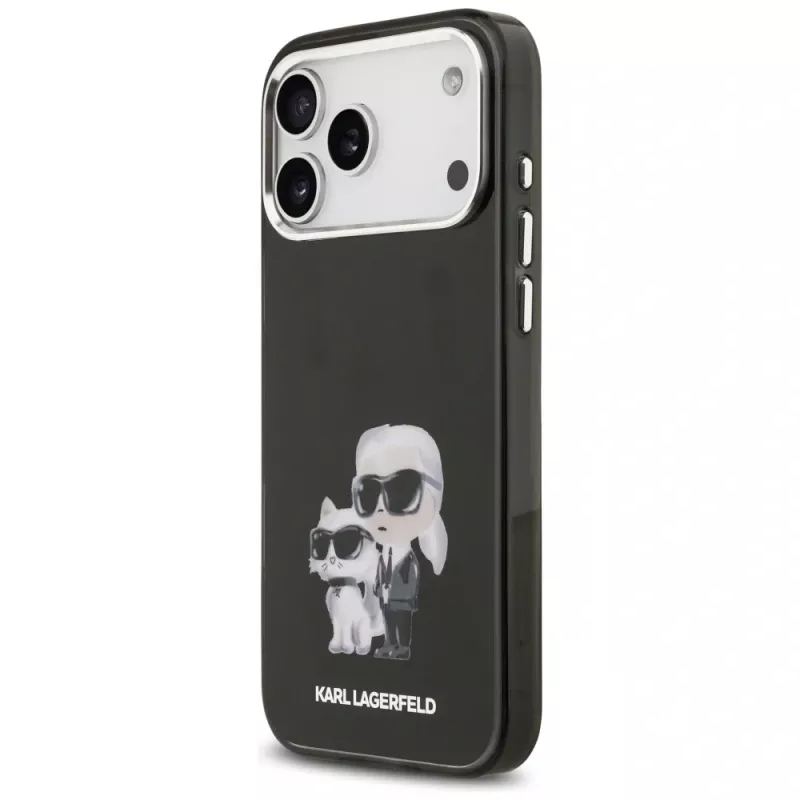 Capa MagSafe Karl Lagerfeld IML Aquarelle Karl & Choupette & Logo para iPhone 17 Pro (preta)