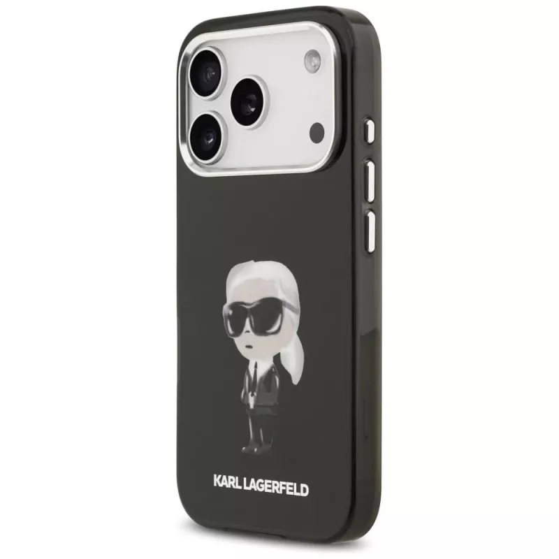 Capa MagSafe Karl Lagerfeld IML Aquarelle Karl & Logo para iPhone 17 Pro (preta)