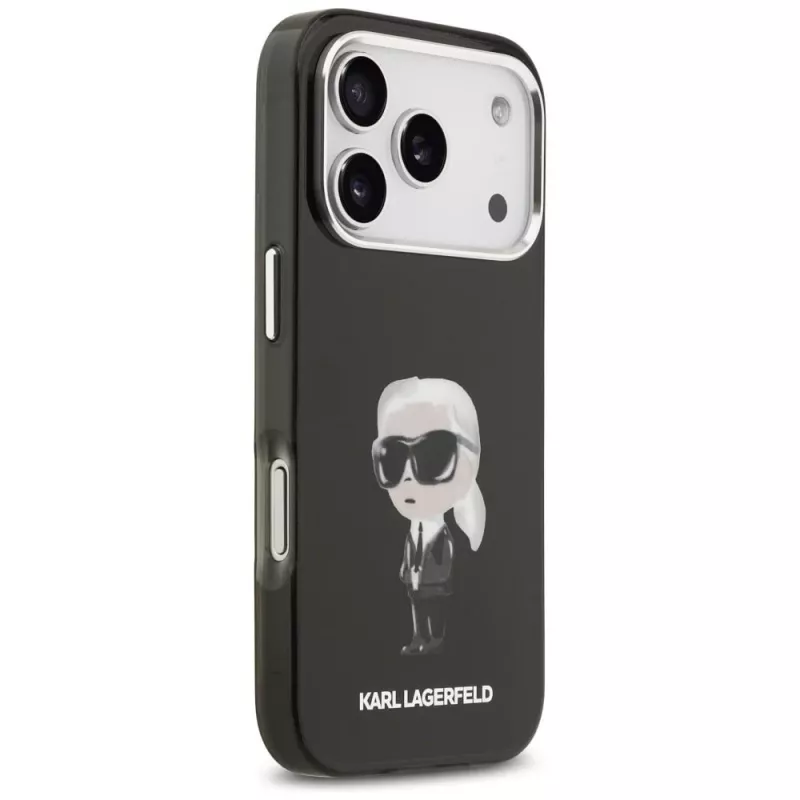Capa MagSafe Karl Lagerfeld IML Aquarelle Karl & Logo para iPhone 17 Pro (preta)