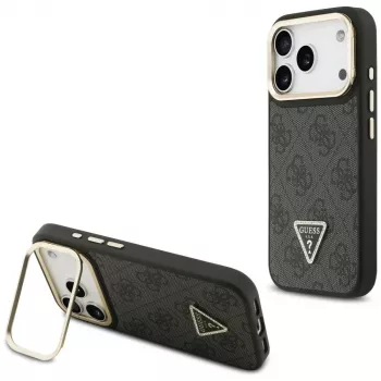 Capa MagSafe Guess 4G PU Triangle Logo & Stand Camera para iPhone 17 Pro preta