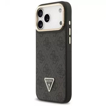 Capa MagSafe Guess 4G PU Triangle Logo & Stand Camera para iPhone 17 Pro Max preta