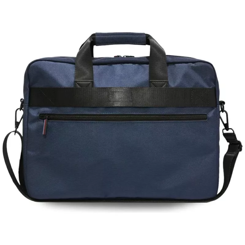 Mala mensageiro para portátil BMW Nylon com logótipo metálico, azul-marinho, 16 polegadas