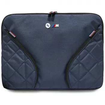 Capa para portátil BMW Nylon 16 polegadas azul-marinho com logótipo metálico