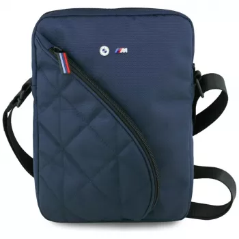 Bolsa de ombro BMW Nylon com bolsos e Metal Logo, 10 polegadas, azul-marinho