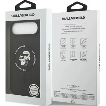Capa de silicone KARL LAGERFELD Karl & Choupette Ring MagSafe para Apple iPhone Air - preto
