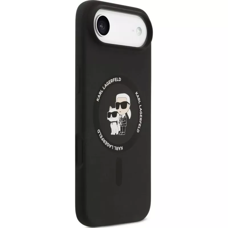 Capa de silicone KARL LAGERFELD Karl & Choupette Ring MagSafe para Apple iPhone Air - preto