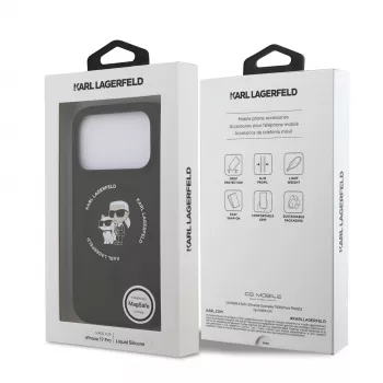 Capa de silicone KARL LAGERFELD Karl & Choupette Ring MagSafe para Apple iPhone 17 Pro preto