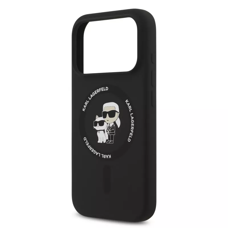 Capa de silicone KARL LAGERFELD Karl & Choupette Ring MagSafe para Apple iPhone 17 Pro preto