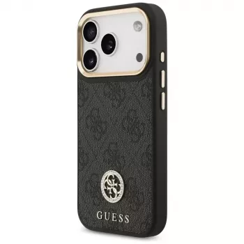 Capa MagSafe Guess 4G Strass Logo & Big Strap Metal Buttons para iPhone 17 Pro preto