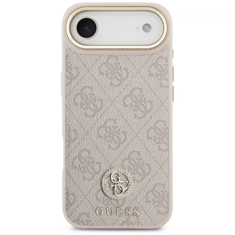 Capa MagSafe Guess 4G Strass Logo & Big Strap Metal Buttons para iPhone Air - rosa