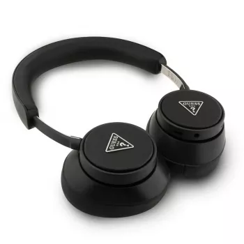 Auscultadores Bluetooth over-ear Guess ENC Saffiano Triangle Logo preto