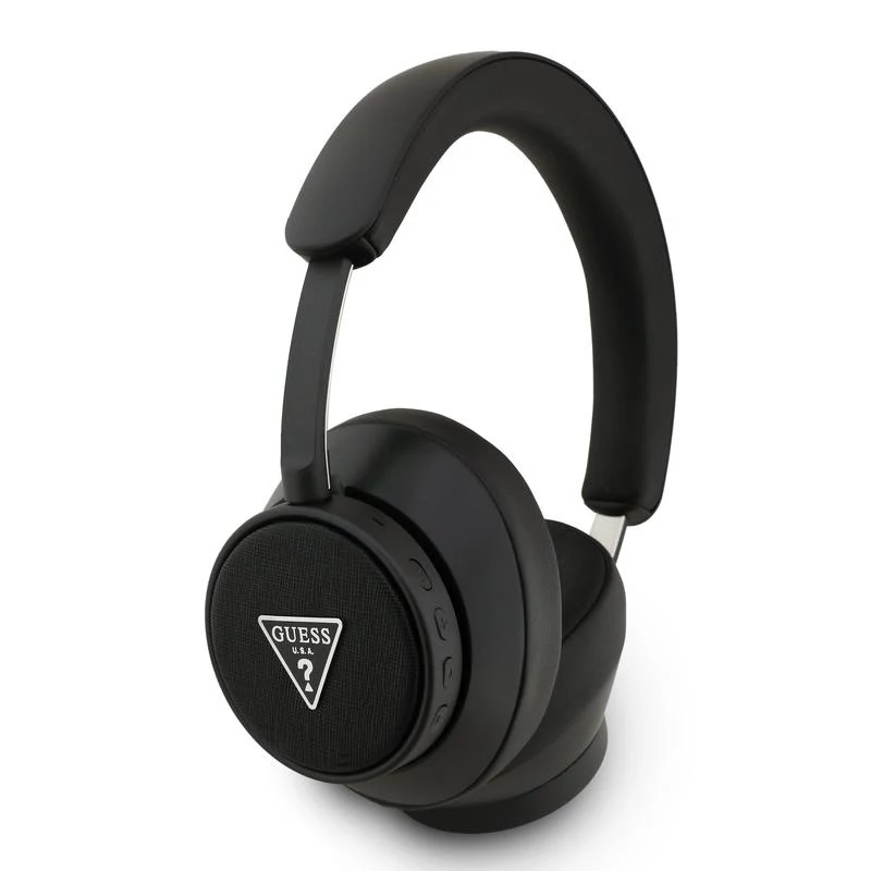 Auscultadores Bluetooth over-ear Guess ENC Saffiano Triangle Logo preto