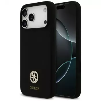 Capa MagSafe Guess Silicone Logo Strass 4G para iPhone 17 Pro Max preto