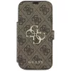 Capa tipo livro Guess Book 4G Metal Logo para Apple iPhone 17 Pro, castanho
