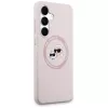 Capa de silicone KARL LAGERFELD Karl & Choupette Heads MagSafe para Samsung Galaxy S25 FE rosa