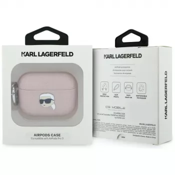 Capa KARL LAGERFELD Monogram Karl Head para AirPods Pro 3, rosa