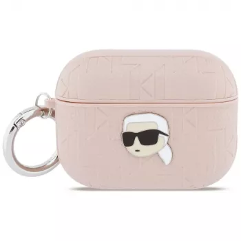 Capa KARL LAGERFELD Monogram Karl Head para AirPods Pro 3, rosa