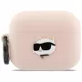 Capa de silicone Karl Lagerfeld Choupette Head 3D para AirPods Pro 3, rosa
