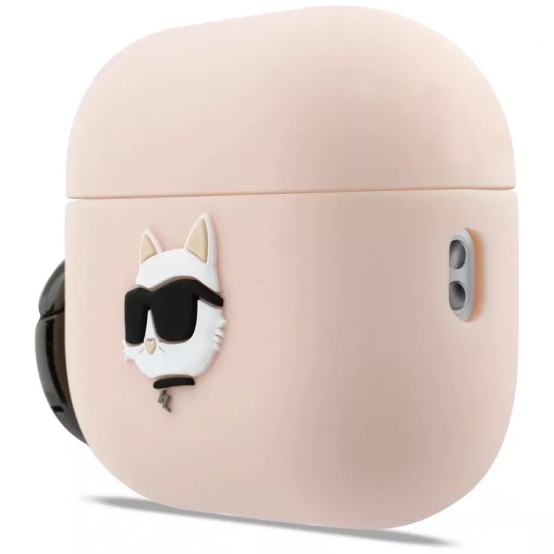 Capa de silicone Karl Lagerfeld Choupette Head 3D para AirPods Pro 3, rosa