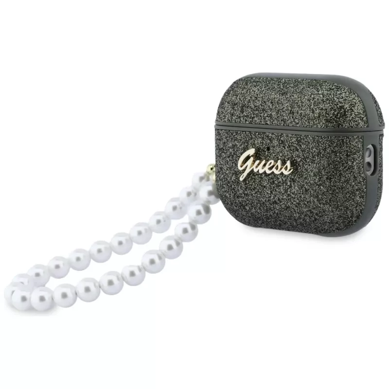 Capa Guess Glitter Pearl Strap para AirPods Pro 3, caqui