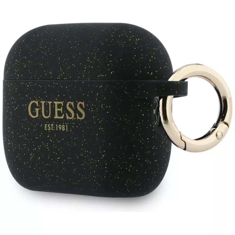 Capa de silicone Guess Glitter Ring para AirPods Pro 3, preto