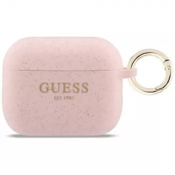 Capa de silicone Guess Glitter Ring para AirPods Pro 3, rosa