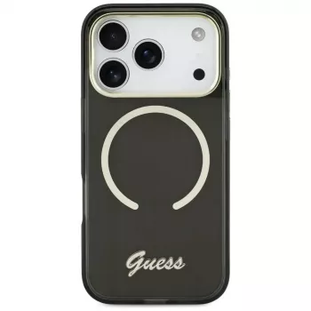 Capa Guess IML Script Metal MagSafe para Apple iPhone 17, preto