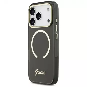 Capa Guess IML Script Metal MagSafe para Apple iPhone 17 Pro, preto