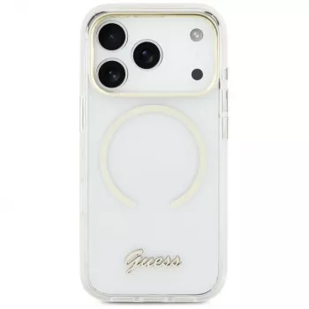 Capa Guess IML Script Metal MagSafe para iPhone Air, transparente