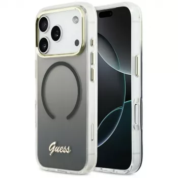 Capa Guess IML Gradient Script Metal MagSafe para Apple iPhone 17 Pro Max, preto