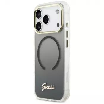 Capa Guess IML Gradient Script Metal MagSafe para Apple iPhone 17 Pro Max, preto