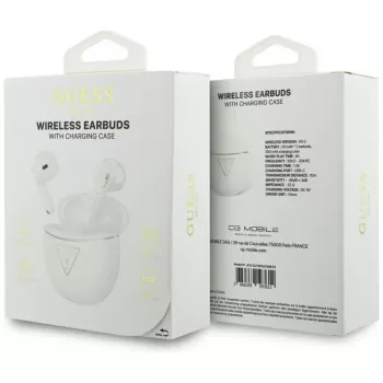 Auscultadores TWS Bluetooth Guess Gold Line Triangle com estojo de carregamento (branco)