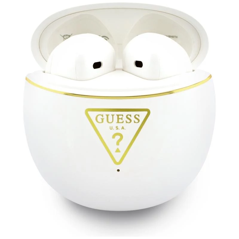 Auscultadores TWS Bluetooth Guess Gold Line Triangle com estojo de carregamento (branco)