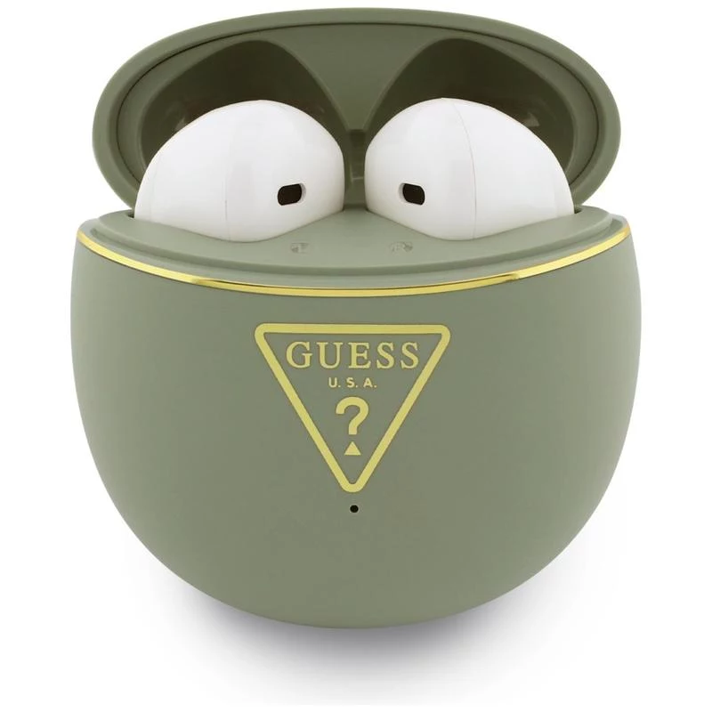 Auscultadores TWS Bluetooth Guess Gold Line Triangle com estojo de carregamento (caqui)
