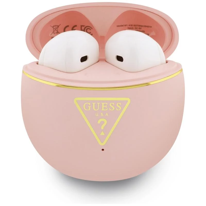 Auscultadores True Wireless Stereo Bluetooth Guess Gold Line Triangle com estojo de carregamento (rosa)