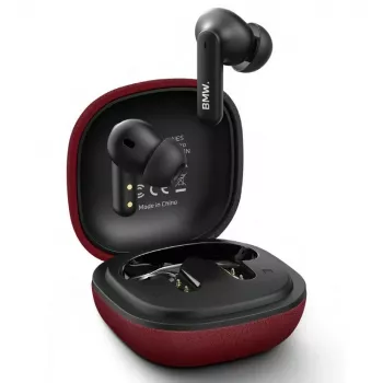 Auscultadores TWS Bluetooth BMW Leather Metal Logo ENC vermelho