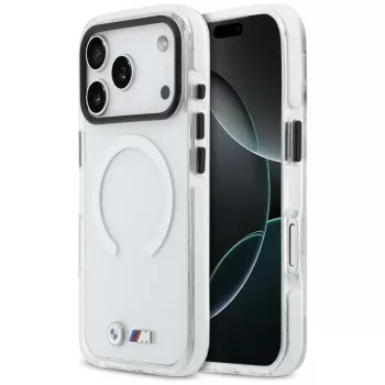 Capa MagSafe BMW M IML Shockproof Metal Logos para iPhone 17 Pro transparente