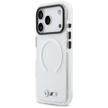 Capa MagSafe BMW M IML Shockproof Metal Logos para iPhone 17 Pro transparente