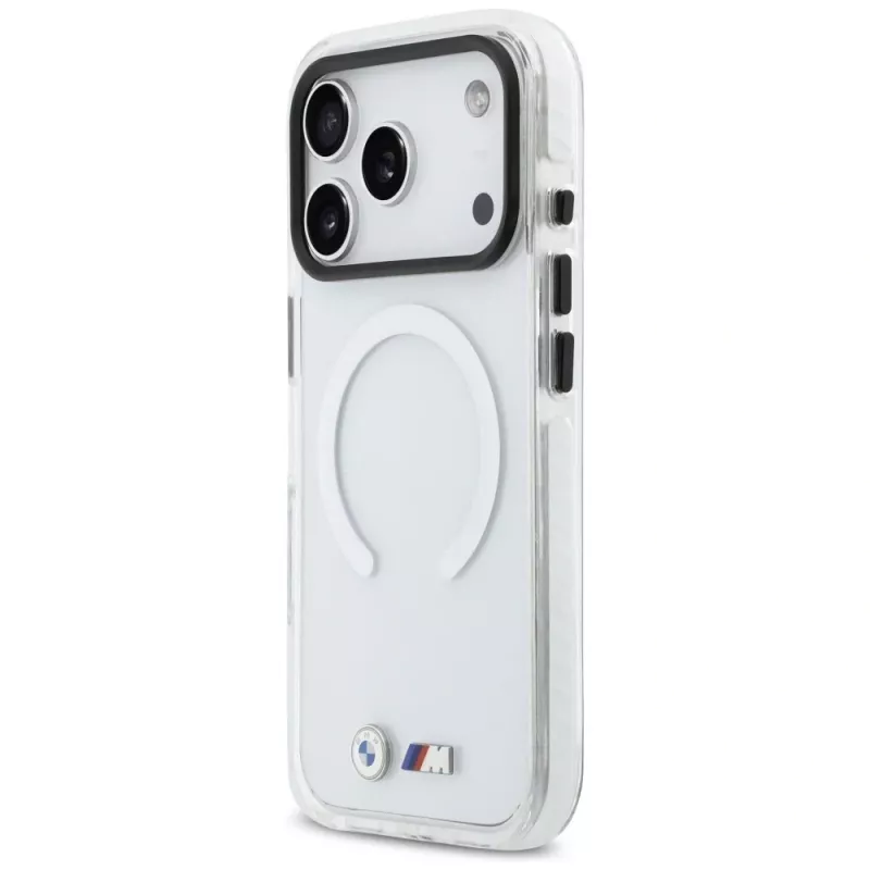 Capa MagSafe BMW M IML Shockproof Metal Logos para iPhone 17 Pro transparente