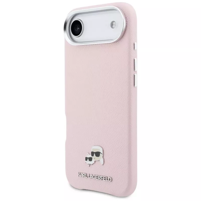 Capa MagSafe KARL LAGERFELD Karl & Choupette Head Pins Saffiano para Apple iPhone Air, rosa