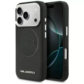 Capa MagSafe KARL LAGERFELD K Head Point Logo para Apple iPhone 17 Pro, preta