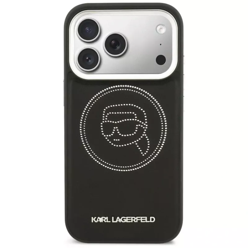 Capa MagSafe KARL LAGERFELD K Head Point Logo para Apple iPhone 17 Pro, preta