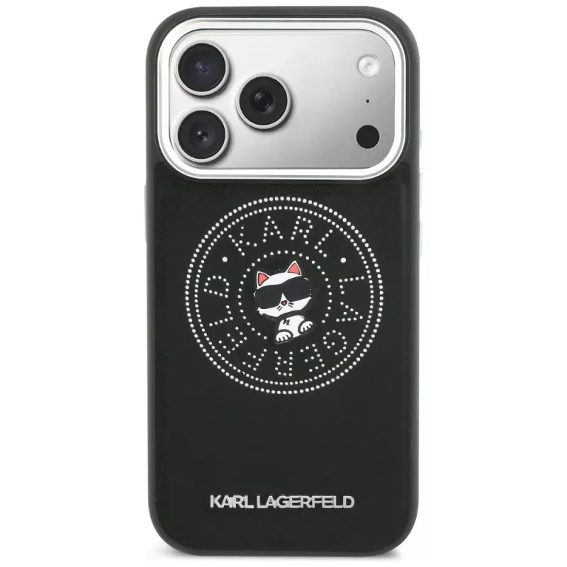 Karl Lagerfeld Point & Choupette Sketch Capa MagSafe para iPhone 17 Pro, preto