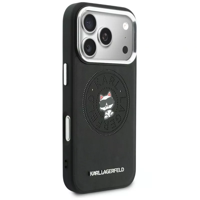 Karl Lagerfeld Point & Choupette Sketch Capa MagSafe para iPhone 17 Pro, preto