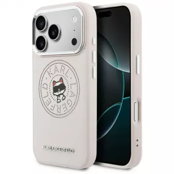 Karl Lagerfeld Point & Choupette Sketch Capa MagSafe para iPhone 17 Pro Max rosa