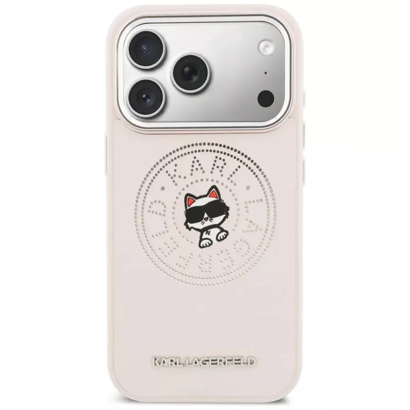 Karl Lagerfeld Point & Choupette Sketch Capa MagSafe para iPhone 17 Pro Max rosa