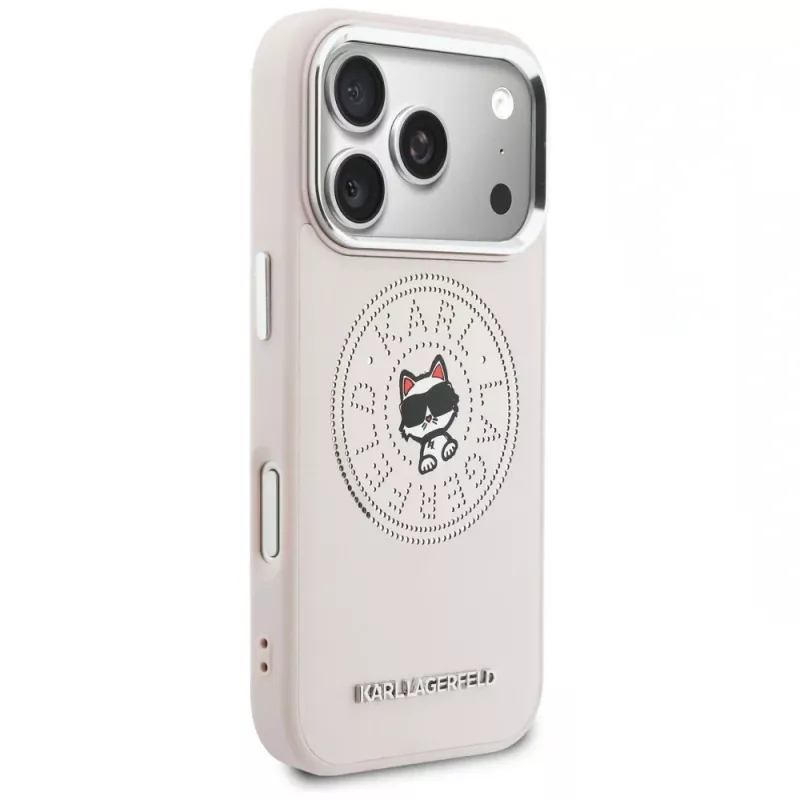 Karl Lagerfeld Point & Choupette Sketch Capa MagSafe para iPhone 17 Pro Max rosa