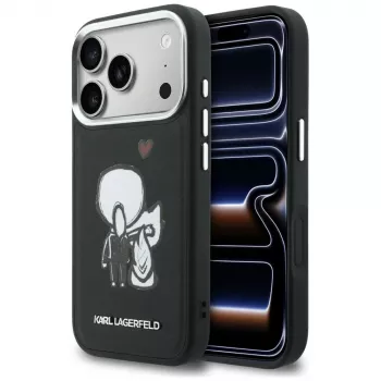 KARL LAGERFELD Karl & Choupette Back Logo Capa MagSafe para iPhone 17 Pro Max, preto