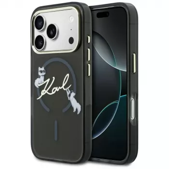 KARL LAGERFELD IML Choupettes KarlScript Logo Capa MagSafe para Apple iPhone 17 Pro, preto