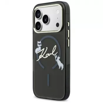 KARL LAGERFELD IML Choupettes KarlScript Logo Capa MagSafe para Apple iPhone 17 Pro, preto